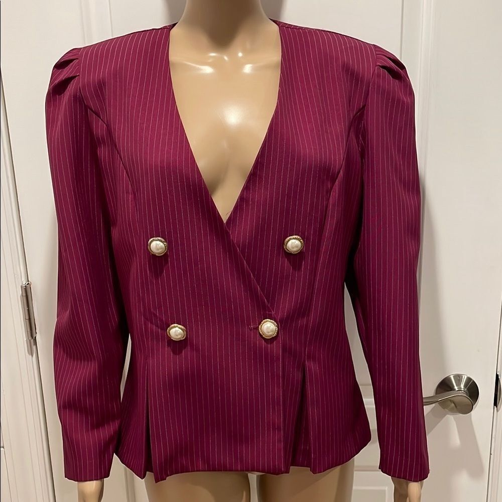 Good Times. Vintage Women's Double-Breasted Burgundy Blazer size 12P